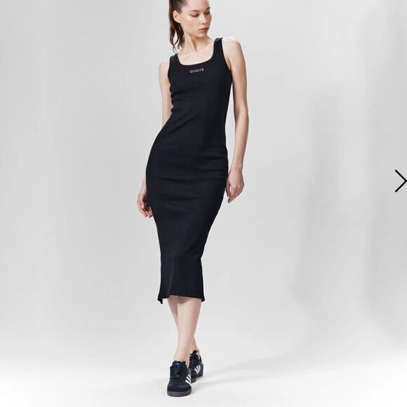 GIGII’s SoHo Black Ribbed Midi Dress NWT XS - Picture 1 of 11